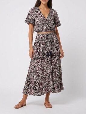 Tiered Maxi Skirt and top in Animal Print